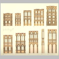 Aufrisse, Sens (1), Laon (2), Soissons (3), Paris (4), Bourges (5), Chartres (6), Reims (7), Amiens (8), Beauvais (9), Köln (10), (nach Günther Binding, Hochgotik, S. 88).jpg